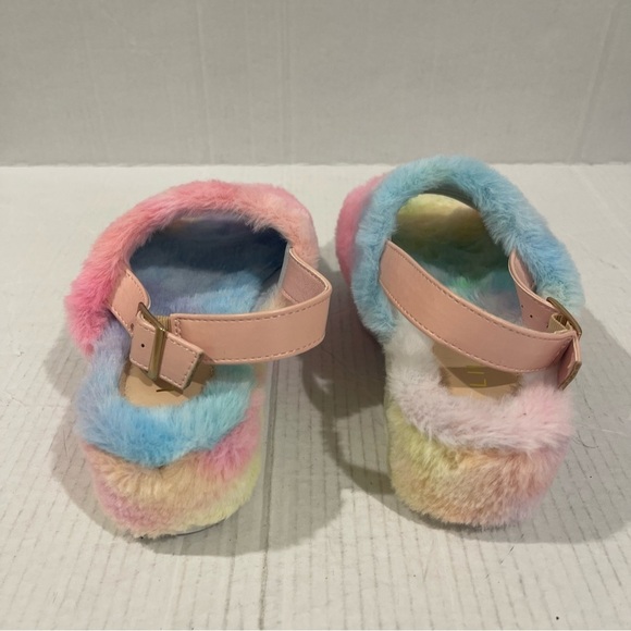 Women’s Liliana Tie Dye Open Toe Fuzzy Slingback Platform Sandals Size 7.5 US! - Picture 5 of 10